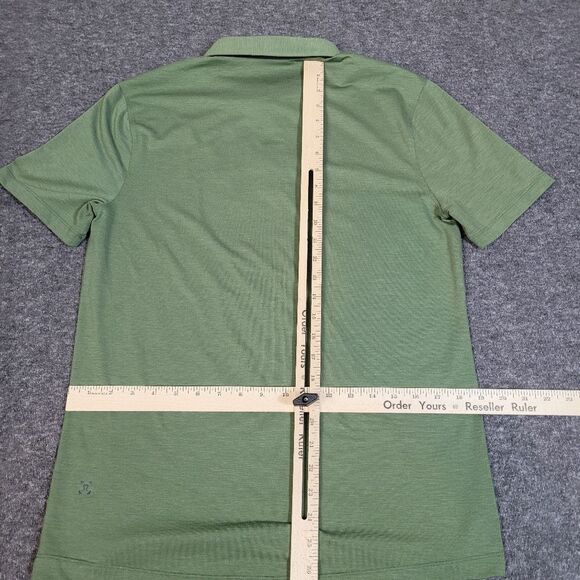 Lululemon Evolution Mens Golf Tennis Shirt Size M Green Twill Short Sleeve - Picture 8 of 10